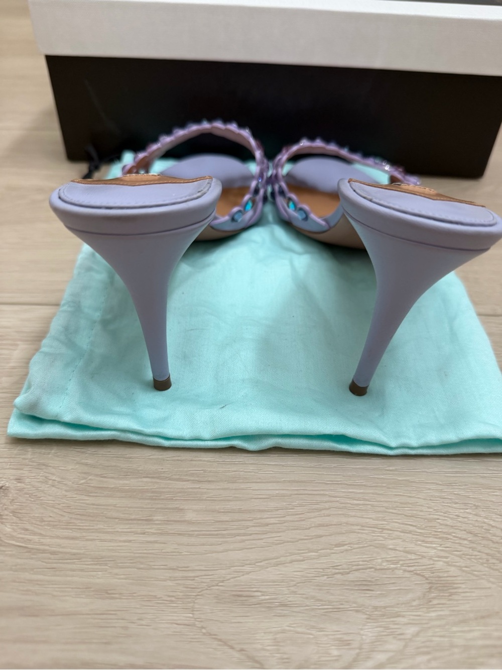 Aquazzura Lilac Crystal-Embellished Slide Mules - Picture 4 of 6